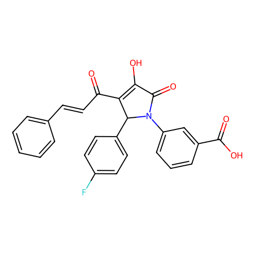 (E)-3-(3-cinnamoyl-2-(4-fluorophenyl)-4-hydroxy-5-oxo-2,5-dihydro-1H-pyrrol-1-yl)benzoic acid structure