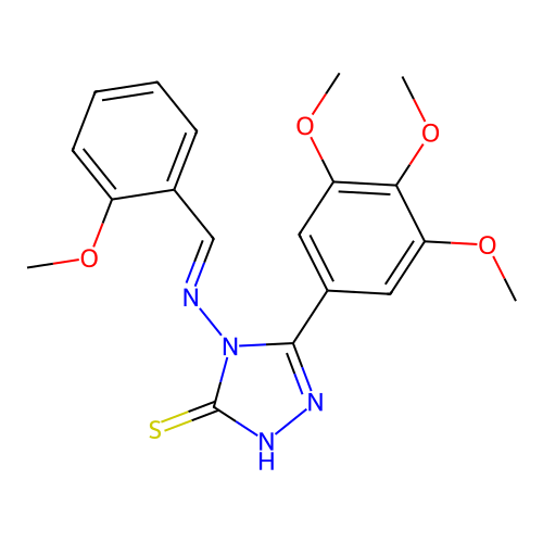 (E)-4-((2-methoxybenzylidene)amino)-5-(3,4,5-trimethoxyphenyl)-4H-1,2,4-triazole-3-thiol structure