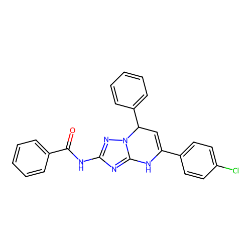 N-[5-(4-chlorophenyl)-7-phenyl-3,7-dihydro[1,2,4]triazolo[1,5-a]pyrimidin-2-yl]benzamide structure