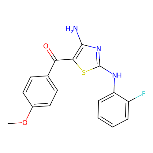 [4-Amino-2-(2-fluoroanilino)-1,3-thiazol-5-yl]-(4-methoxyphenyl)methanone structure