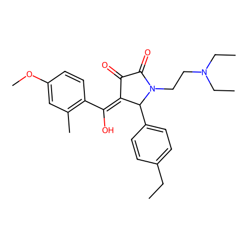 (4E)-1-(2-diethylaminoethyl)-5-(4-ethylphenyl)-4-[hydroxy-(4-methoxy-2-methylphenyl)methylidene]pyrrolidine-2,3-dione structure