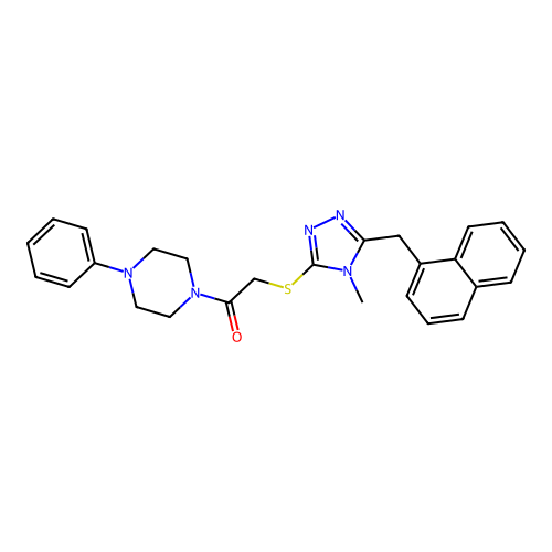 2-{[4-methyl-5-(naphthalen-1-ylmethyl)-4H-1,2,4-triazol-3-yl]sulfanyl}-1-(4-phenylpiperazin-1-yl)ethanone structure