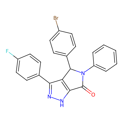 4-(4-bromophenyl)-3-(4-fluorophenyl)-5-phenyl-1,4-dihydropyrrolo[3,4-c]pyrazol-6-one structure