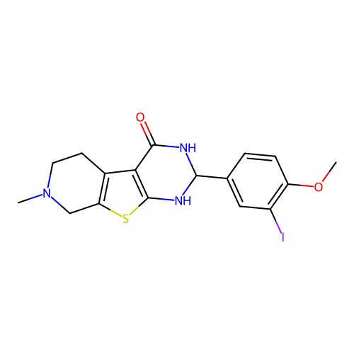 2-(3-iodo-4-methoxyphenyl)-7-methyl-1,2,5,6,7,8-hexahydropyrido[4',3':4,5]thieno[2,3-d]pyrimidin-4-ol structure
