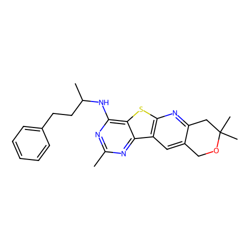 2,8,8-trimethyl-N-(4-phenylbutan-2-yl)-7,10-dihydro-8H-pyrano[3'',4'':5',6']pyrido[3',2':4,5]thieno[3,2-d]pyrimidin-4-amine structure