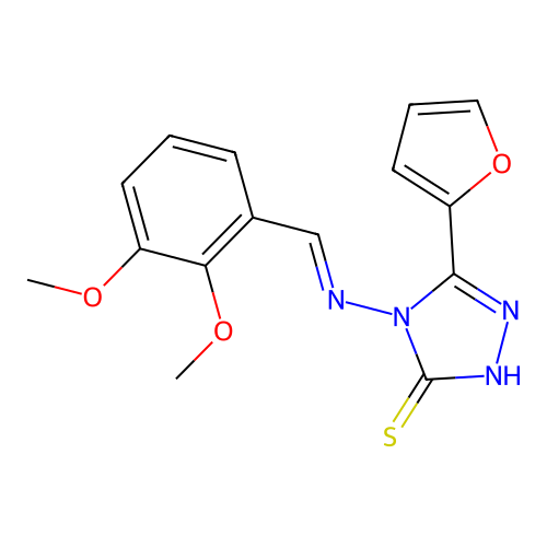 4-((2,3-Dimethoxybenzylidene)amino)5-(2-furyl)4H-1,2,4-triazol-3-YL hydrosulfide structure