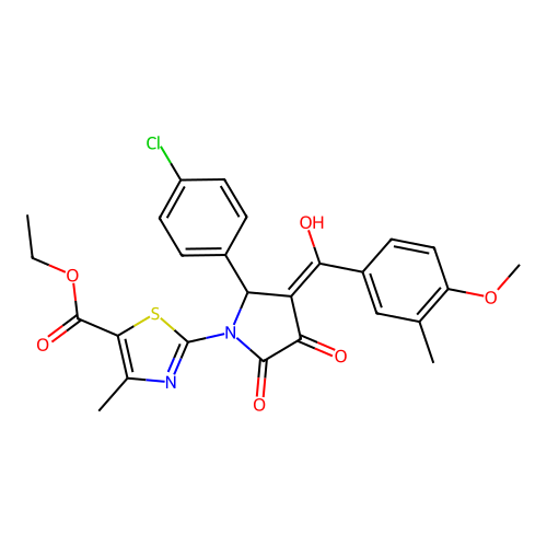 ethyl 2-(2-(4-chlorophenyl)-4-hydroxy-3-(4-methoxy-3-methylbenzoyl)-5-oxo-2,5-dihydro-1H-pyrrol-1-yl)-4-methylthiazole-5-carboxylate structure