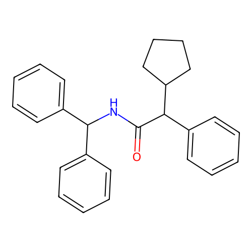 N-benzhydryl-2-cyclopentyl-2-phenylacetamide structure