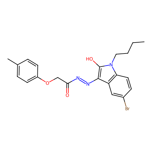 (Z)-N'-(5-bromo-1-butyl-2-oxoindolin-3-ylidene)-2-(p-tolyloxy)acetohydrazide structure