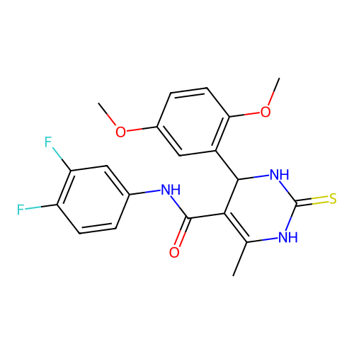 N-(3,4-difluorophenyl)-4-(2,5-dimethoxyphenyl)-6-methyl-2-thioxo-1,2,3,4-tetrahydropyrimidine-5-carboxamide structure
