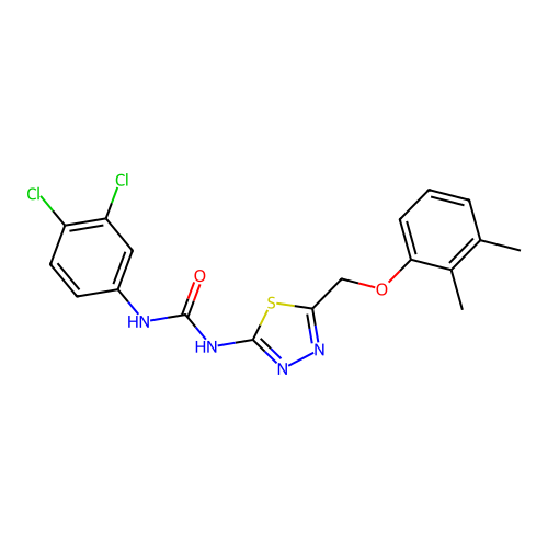 1-(3,4-dichlorophenyl)-3-[5-[(2,3-dimethylphenoxy)methyl]-1,3,4-thiadiazol-2-yl]urea structure