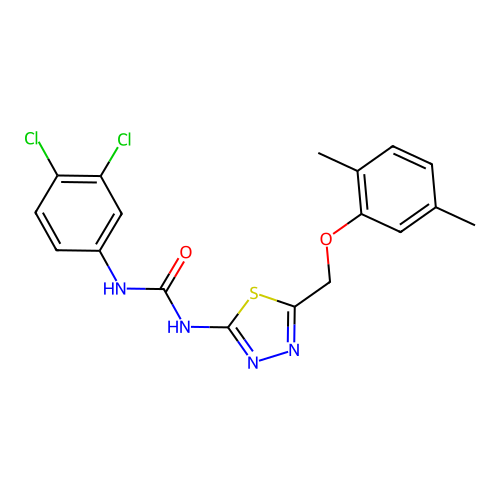 1-(3,4-dichlorophenyl)-3-[5-[(2,5-dimethylphenoxy)methyl]-1,3,4-thiadiazol-2-yl]urea structure