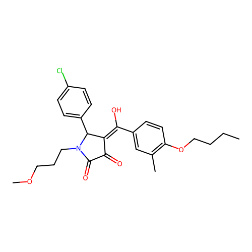 (4E)-4-[(4-butoxy-3-methylphenyl)-hydroxymethylidene]-5-(4-chlorophenyl)-1-(3-methoxypropyl)pyrrolidine-2,3-dione structure