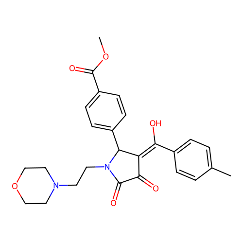 methyl 4-[(3E)-3-[hydroxy-(4-methylphenyl)methylidene]-1-(2-morpholin-4-ylethyl)-4,5-dioxopyrrolidin-2-yl]benzoate structure