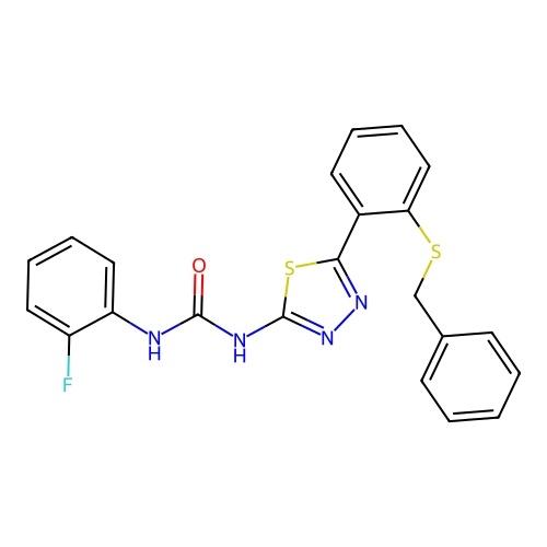 1-(5-(2-(Benzylthio)phenyl)-1,3,4-thiadiazol-2-yl)-3-(2-fluorophenyl)urea structure