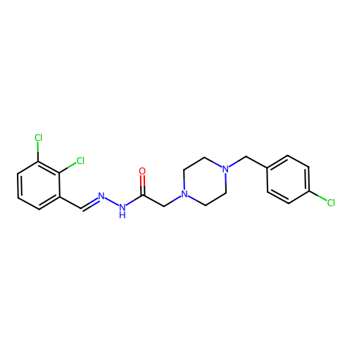 (E)-2-(4-(4-chlorobenzyl)piperazin-1-yl)-N'-(2,3-dichlorobenzylidene)acetohydrazide structure
