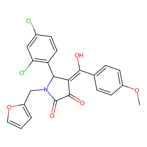 (4E)-5-(2,4-dichlorophenyl)-1-(furan-2-ylmethyl)-4-[hydroxy(4-methoxyphenyl)methylidene]pyrrolidine-2,3-dione structure
