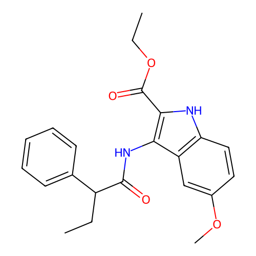 ethyl 5-methoxy-3-[(2-phenylbutanoyl)amino]-1H-indole-2-carboxylate structure