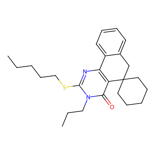 2-(pentylsulfanyl)-3-propyl-3H-spiro[benzo[h]quinazoline-5,1'-cyclohexan]-4(6H)-one structure