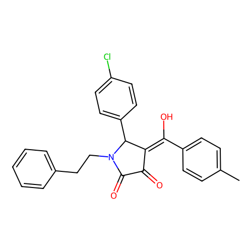 5-(4-chlorophenyl)-3-hydroxy-4-(4-methylbenzoyl)-1-phenethyl-1H-pyrrol-2(5H)-one structure