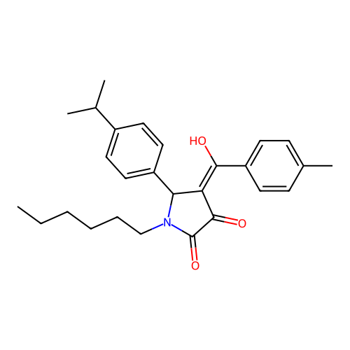(4E)-1-hexyl-4-[hydroxy(4-methylphenyl)methylidene]-5-[4-(propan-2-yl)phenyl]pyrrolidine-2,3-dione structure