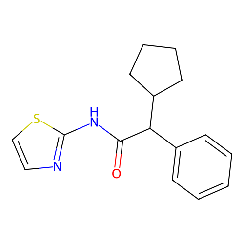 2-cyclopentyl-2-phenyl-N-(1,3-thiazol-2-yl)acetamide structure