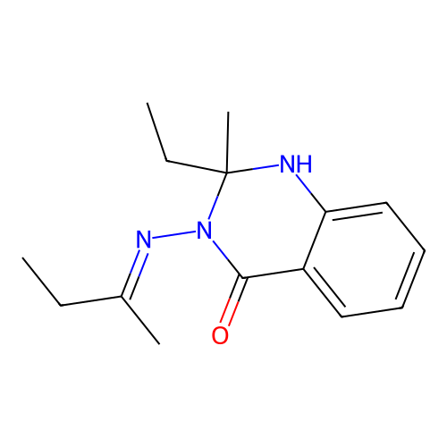 2-ethyl-2-methyl-3-[(1-methylpropylidene)amino]-2,3-dihydro-4(1H)-quinazolinone structure