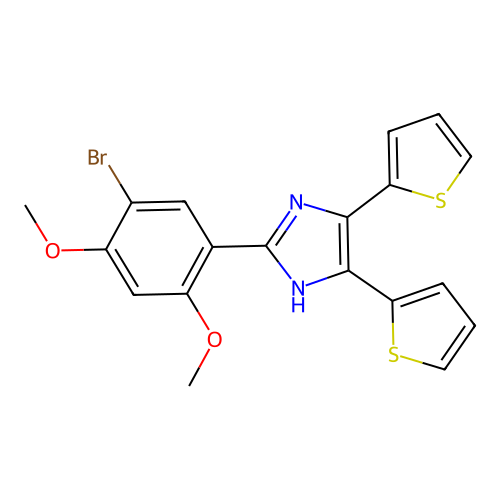 2-(5-bromo-2,4-dimethoxyphenyl)-4,5-di(thiophen-2-yl)-1H-imidazole structure