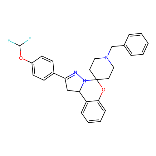 1'-benzyl-2-(4-(difluoromethoxy)phenyl)-1,10b-dihydrospiro[benzo[e]pyrazolo[1,5-c][1,3]oxazine-5,4'-piperidine] structure