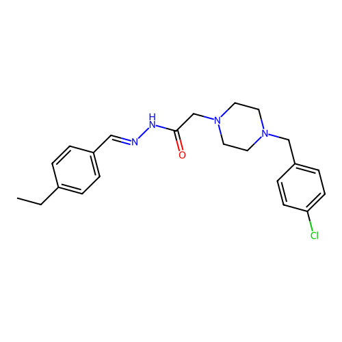 (E)-2-(4-(4-chlorobenzyl)piperazin-1-yl)-N'-(4-ethylbenzylidene)acetohydrazide structure