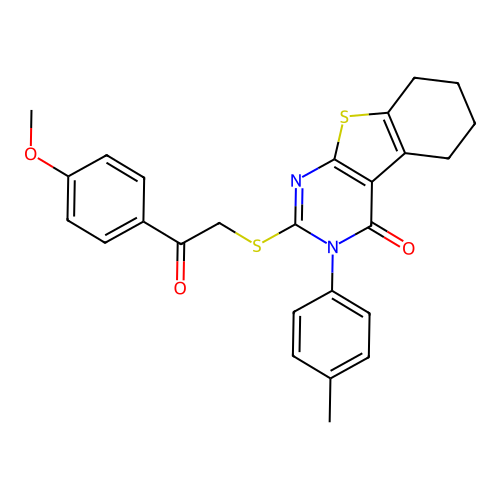 2-{[2-(4-methoxyphenyl)-2-oxoethyl]sulfanyl}-3-(4-methylphenyl)-5,6,7,8-tetrahydro[1]benzothieno[2,3-d]pyrimidin-4(3H)-one structure