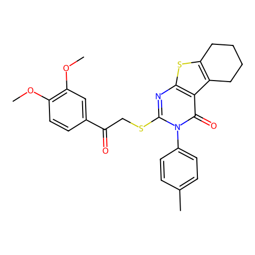 2-{[2-(3,4-dimethoxyphenyl)-2-oxoethyl]sulfanyl}-3-(4-methylphenyl)-5,6,7,8-tetrahydro[1]benzothieno[2,3-d]pyrimidin-4(3H)-one structure