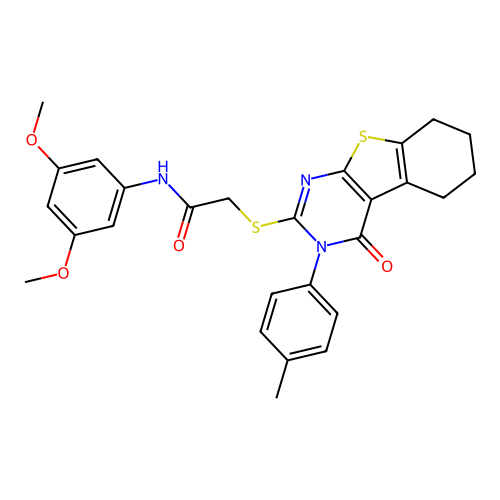 N-(3,5-dimethoxyphenyl)-2-{[3-(4-methylphenyl)-4-oxo-3,4,5,6,7,8-hexahydro[1]benzothieno[2,3-d]pyrimidin-2-yl]sulfanyl}acetamide structure