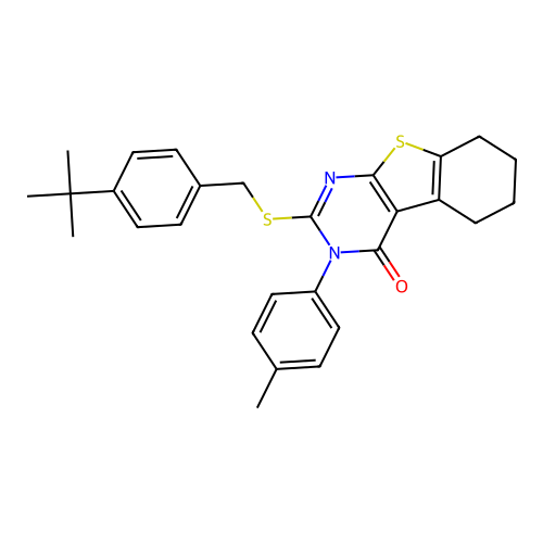 2-[(4-tert-butylbenzyl)sulfanyl]-3-(4-methylphenyl)-5,6,7,8-tetrahydro[1]benzothieno[2,3-d]pyrimidin-4(3H)-one structure