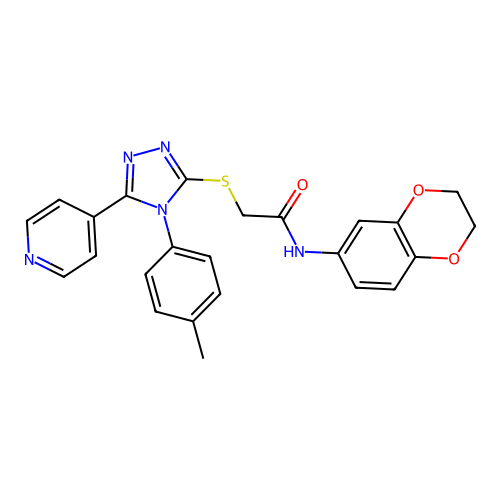 N-(2,3-dihydro-1,4-benzodioxin-6-yl)-2-{[4-(4-methylphenyl)-5-(pyridin-4-yl)-4H-1,2,4-triazol-3-yl]sulfanyl}acetamide structure