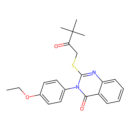 2-[(3,3-dimethyl-2-oxobutyl)sulfanyl]-3-(4-ethoxyphenyl)quinazolin-4(3H)-one structure
