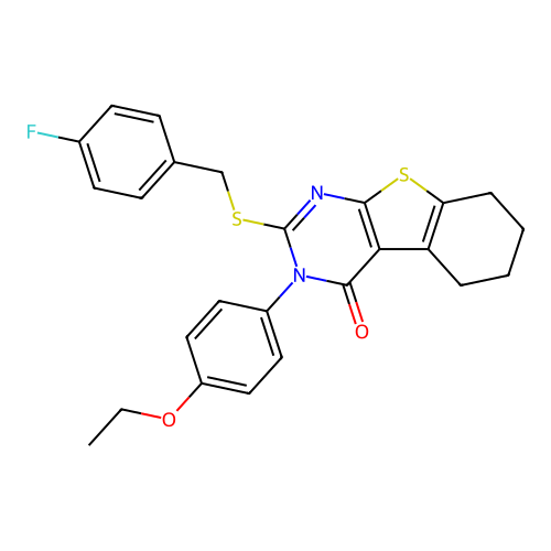 3-(4-ethoxyphenyl)-2-[(4-fluorobenzyl)sulfanyl]-5,6,7,8-tetrahydro[1]benzothieno[2,3-d]pyrimidin-4(3H)-one structure