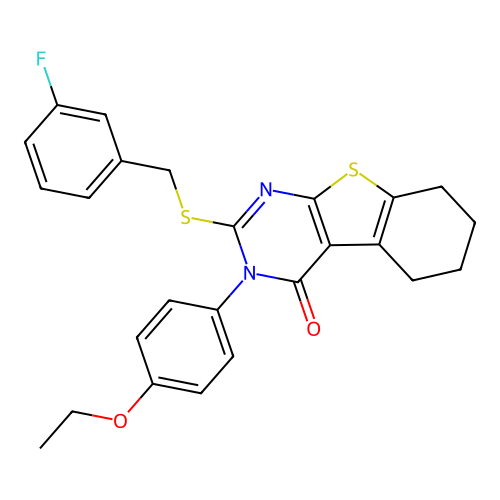 3-(4-ethoxyphenyl)-2-[(3-fluorobenzyl)sulfanyl]-5,6,7,8-tetrahydro[1]benzothieno[2,3-d]pyrimidin-4(3H)-one structure
