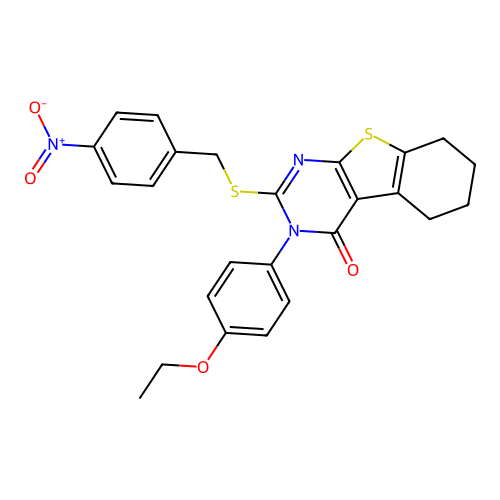 3-(4-ethoxyphenyl)-2-[(4-nitrobenzyl)sulfanyl]-5,6,7,8-tetrahydro[1]benzothieno[2,3-d]pyrimidin-4(3H)-one structure