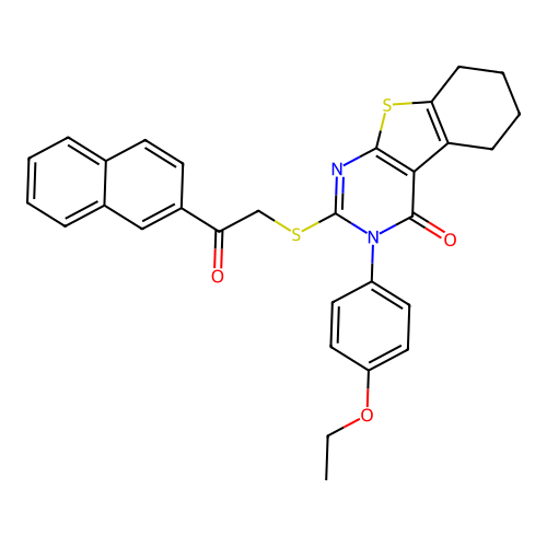 3-(4-ethoxyphenyl)-2-((2-(naphthalen-2-yl)-2-oxoethyl)thio)-5,6,7,8-tetrahydrobenzo[4,5]thieno[2,3-d]pyrimidin-4(3H)-one structure