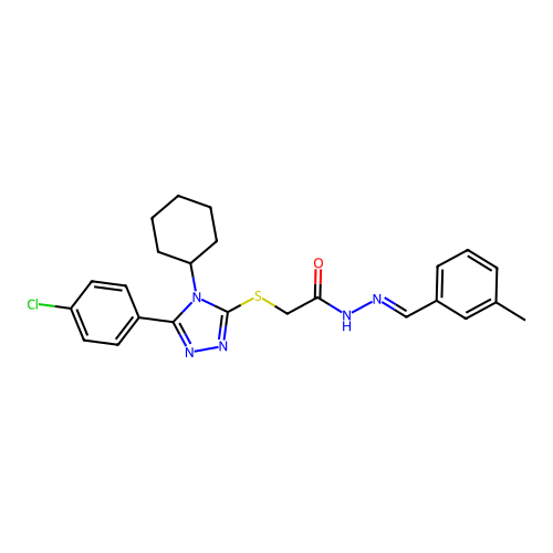 2-{[5-(4-chlorophenyl)-4-cyclohexyl-4H-1,2,4-triazol-3-yl]sulfanyl}-N'-[(E)-(3-methylphenyl)methylidene]acetohydrazide structure