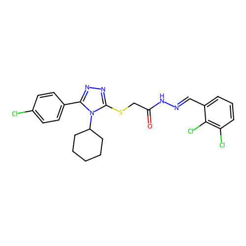2-{[5-(4-chlorophenyl)-4-cyclohexyl-4H-1,2,4-triazol-3-yl]sulfanyl}-N'-[(E)-(2,3-dichlorophenyl)methylidene]acetohydrazide structure