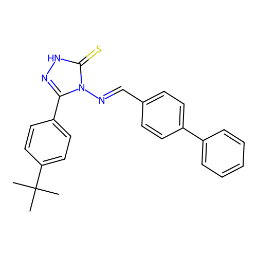4-{[(E)-biphenyl-4-ylmethylidene]amino}-5-(4-tert-butylphenyl)-4H-1,2,4-triazole-3-thiol structure