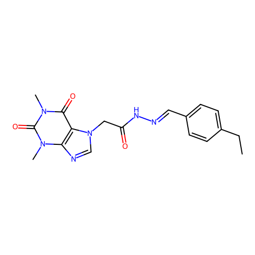 2-(1,3-dimethyl-2,6-dioxo-1,2,3,6-tetrahydro-7H-purin-7-yl)-N'-[(E)-(4-ethylphenyl)methylidene]acetohydrazide structure