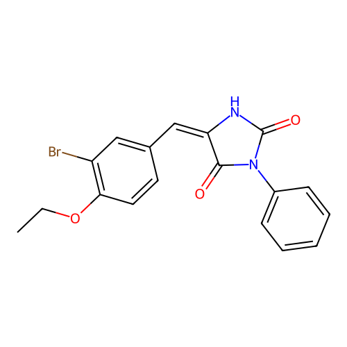 (5E)-5-(3-bromo-4-ethoxybenzylidene)-3-phenylimidazolidine-2,4-dione structure