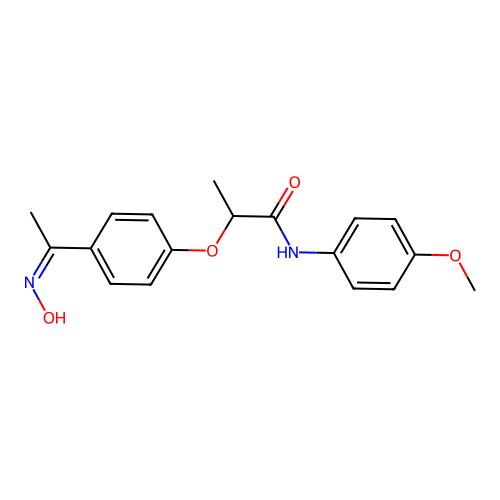 2-{4-[(1Z)-N-hydroxyethanimidoyl]phenoxy}-N-(4-methoxyphenyl)propanamide structure