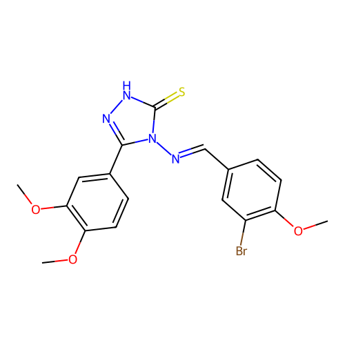 (E)-4-((3-bromo-4-methoxybenzylidene)amino)-5-(3,4-dimethoxyphenyl)-4H-1,2,4-triazole-3-thiol structure