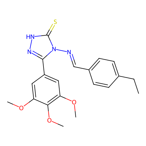 (E)-4-((4-ethylbenzylidene)amino)-5-(3,4,5-trimethoxyphenyl)-4H-1,2,4-triazole-3-thiol structure