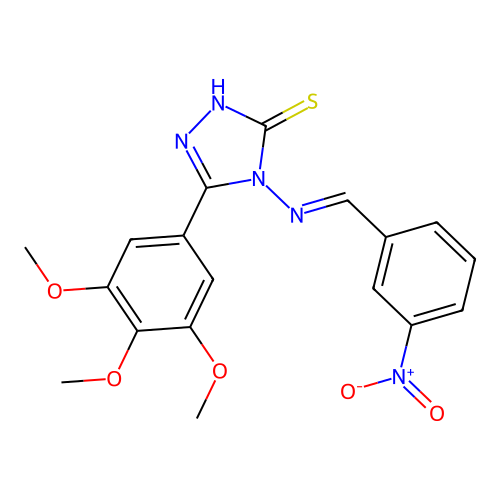 (E)-4-((3-nitrobenzylidene)amino)-5-(3,4,5-trimethoxyphenyl)-4H-1,2,4-triazole-3-thiol structure