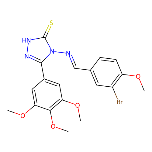 (E)-4-((3-bromo-4-methoxybenzylidene)amino)-5-(3,4,5-trimethoxyphenyl)-4H-1,2,4-triazole-3-thiol structure
